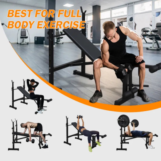 Adjustable Bench Press & Squat Rack – Heavy-Duty Home Gym Station