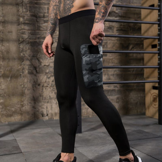 Men’s Compression Training Pants – Pocketed Camo & Solid Styles