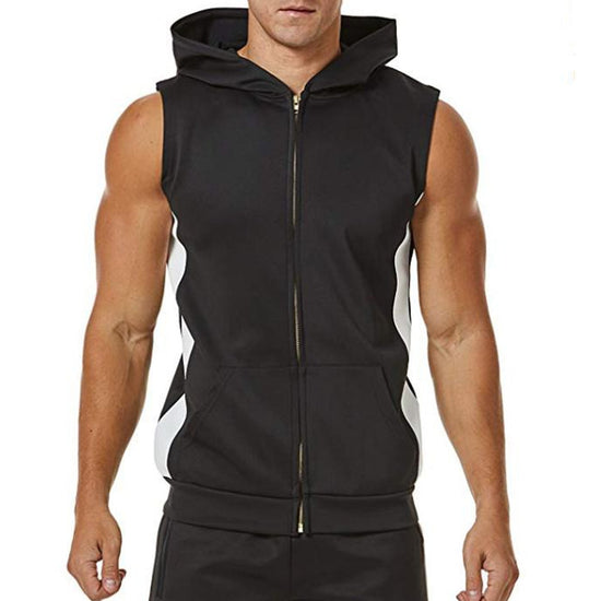 Men’s Zip-Up Hooded Training Vest – Sleeveless Gym Layer
