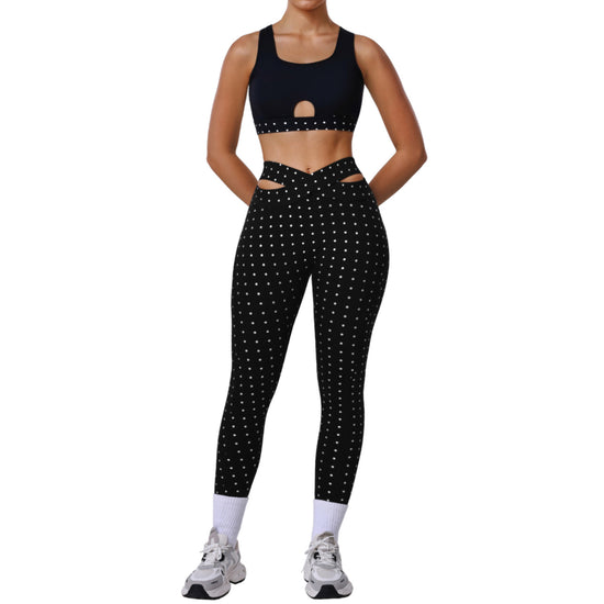Women’s Polka-Dot Training Set – Sports Bra & Leggings Outfit