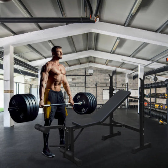 Adjustable Bench Press & Squat Rack – Heavy-Duty Home Gym Station