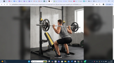 Home gym weight bench and squat rack used for squats