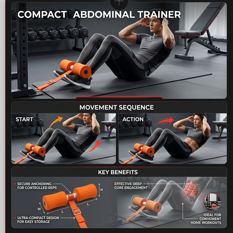 Compact abdominal trainer movement sequence and key benefits