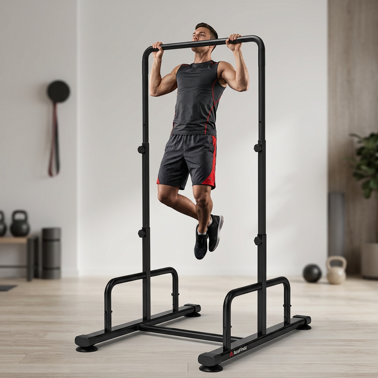 Athlete using the Home Pull-Up Station in a home gym