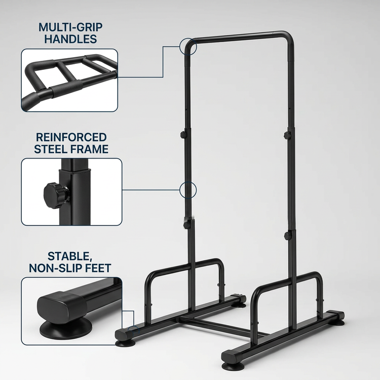 Home Pull-Up Station frame, adjustment knobs and non-slip feet
