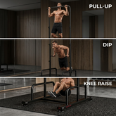 Home Pull-Up Station shown for pull-ups, dips and knee raises