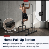 Home Pull-Up Station with non-slip feet, adjustable frame and padded grips