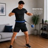 Smart counting hula hoop in use with weighted ball highlighted